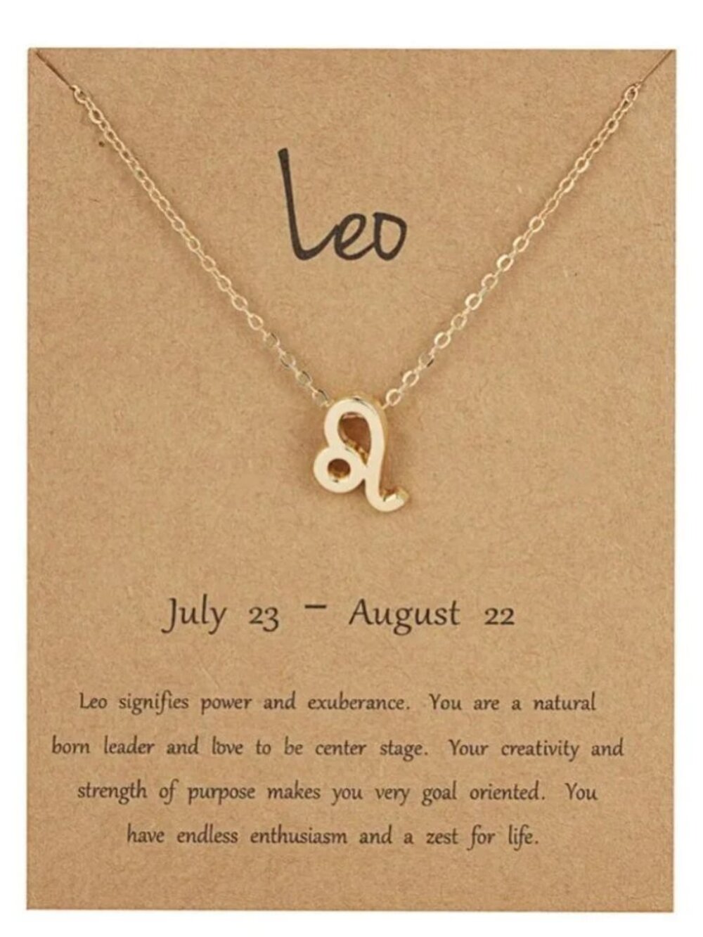 NEW Zodiac Sign LEO Pendant Charm Golden Chain Astrology Necklace 2 Piece Set